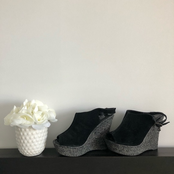 Sisley leather suede wedge sandals - Picture 4 of 7